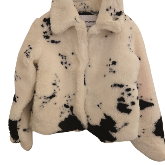 Juicy Couture White and Black Faux Fur Comfy Y2K Jacket NEW SZ XS - Picture 5 of 11